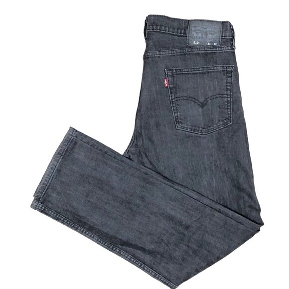 LEVIS 513 MENS BLACK‎ JEANS 34X 32 - Picture 1 of 5